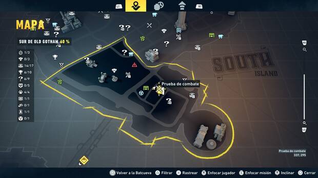 LEGO Batman: El Legado del Caballero Oscuro - Localizaci�n en el mapa del entrenamiento con RA 02 en Sur de Old Gotham