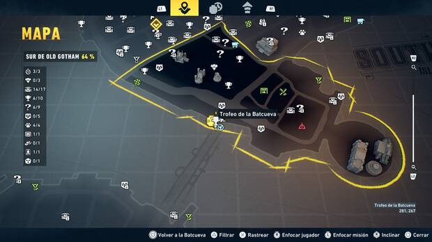 LEGO Batman: El Legado del Caballero Oscuro - Localizaci�n en el mapa del trofeo de la Batcueva Dado 07 en Sur de Old Gotham