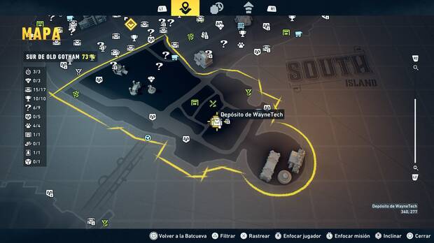 LEGO Batman: El Legado del Caballero Oscuro - Localizaci�n en el mapa del dep�sito de WayneTech 16 en Sur de Old Gotham
