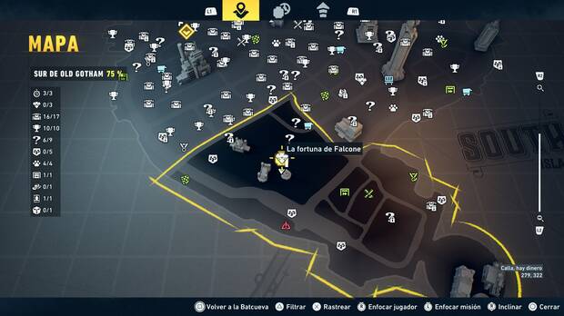 LEGO Batman: El Legado del Caballero Oscuro - Localizaci�n en el mapa de la fortuna de Falcone 01 en Sur de Old Gotham