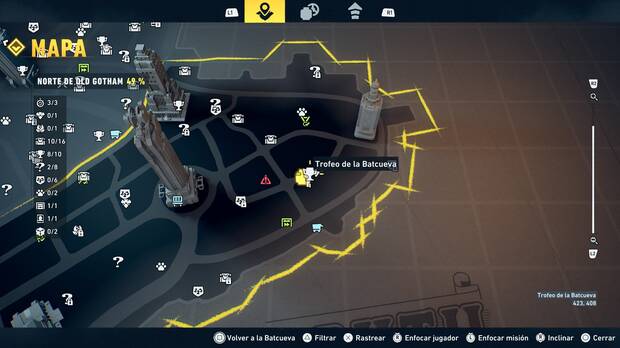 LEGO Batman: El Legado del Caballero Oscuro - Localizaci�n en el mapa del trofeo de la Batcueva Trampa del Rey Tut 09 en Norte de Old Gotham