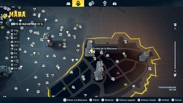 LEGO Batman: El Legado del Caballero Oscuro - Localizaci�n en el mapa del trofeo de la Batcueva Trampa del Rey Tut 10 en Norte de Old Gotham