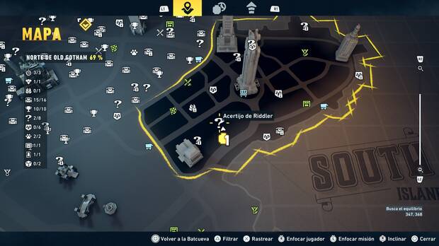 LEGO Batman: El Legado del Caballero Oscuro - Localizaci�n en el mapa del acertijo de Riddler 03 en Norte de Old Gotham