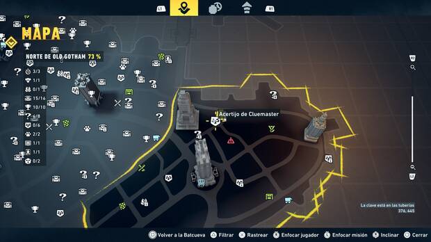 LEGO Batman: El Legado del Caballero Oscuro - Localizaci�n en el mapa del acertijo de Cluemaster 01 en Norte de Old Gotham
