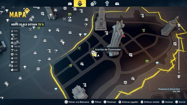 LEGO Batman: El Legado del Caballero Oscuro - Localizaci�n en el mapa del acertijo de Cluemaster 02 en Norte de Old Gotham