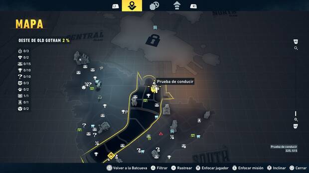 LEGO Batman: El Legado del Caballero Oscuro - Localizaci�n en el mapa del entrenamiento con RA 01 en Oeste de Old Gotham