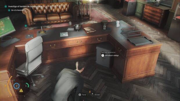 007 First Light - Códigos de cajas fuertes y puertas; caja fuerte bajo el escritorio del despacho del gerente