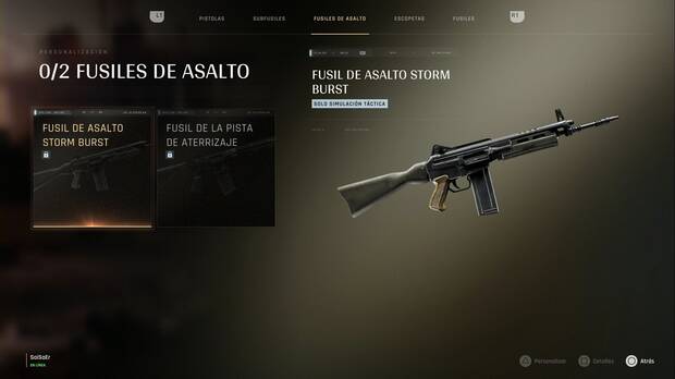 007 First Light - Armas y artilugios; Fusil de asalto Storm Burst en el menú de armas
