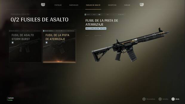 007 First Light - Armas y artilugios; fusil de la pista de aterrizaje en el menú de armas