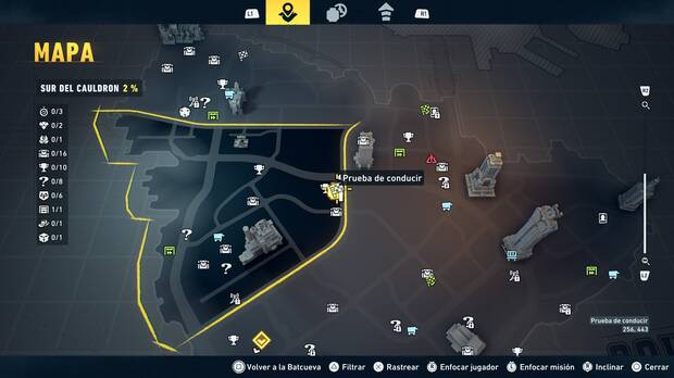 LEGO Batman: El Legado del Caballero Oscuro - Localizaci�n en el mapa del entrenamiento con RA 01 en Sur del Cauldron
