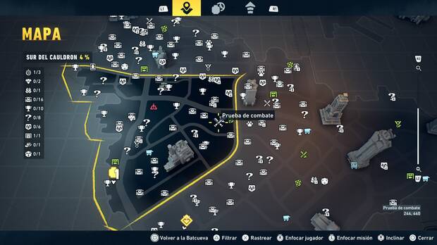 LEGO Batman: El Legado del Caballero Oscuro - Localizaci�n en el mapa del entrenamiento con RA 02 en Sur del Cauldron