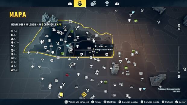 LEGO Batman: El Legado del Caballero Oscuro - Localizaci�n en el mapa del entrenamiento con RA 02 en Norte del Cauldron - Ace Chemicals