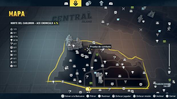 LEGO Batman: El Legado del Caballero Oscuro - Localizaci�n en el mapa del entrenamiento con RA 03 en Norte del Cauldron - Ace Chemicals