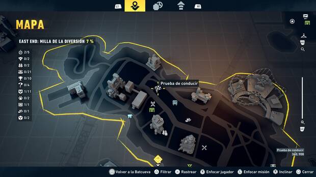 LEGO Batman: El Legado del Caballero Oscuro - Localizaci�n en el mapa del entrenamiento con RA 04 en East End - Milla de la diversi�n