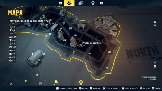 LEGO Batman: El Legado del Caballero Oscuro - Localizaci�n en el mapa del entrenamiento con RA 05 en East End - Milla de la diversi�n