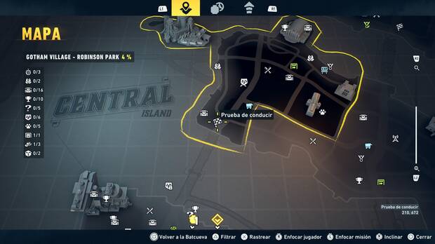 LEGO Batman: El Legado del Caballero Oscuro - Localizaci�n en el mapa del entrenamiento con RA 01 en Gotham Village - Robinson Park
