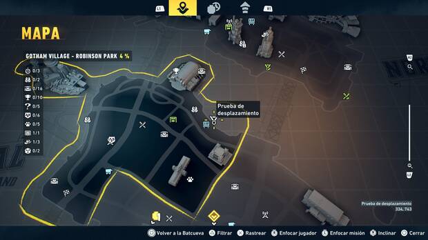 LEGO Batman: El Legado del Caballero Oscuro - Localizaci�n en el mapa del entrenamiento con RA 02 en Gotham Village - Robinson Park