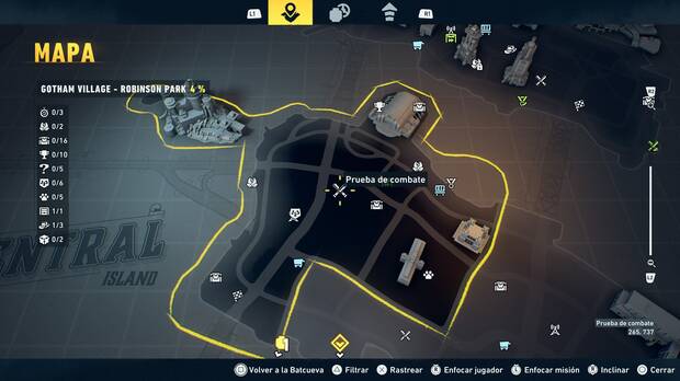 LEGO Batman: El Legado del Caballero Oscuro - Localizaci�n en el mapa del entrenamiento con RA 03 en Gotham Village - Robinson Park