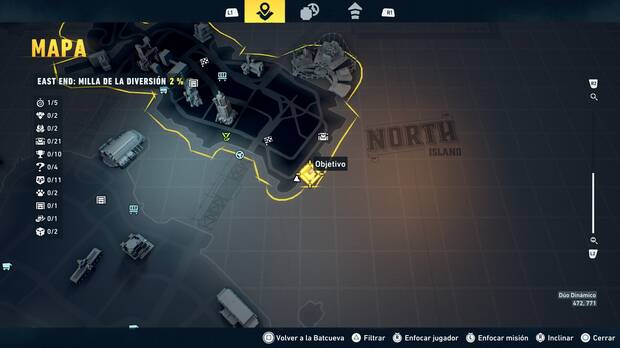 LEGO Batman: El Legado del Caballero Oscuro - Localizaci�n en el mapa del entrenamiento con RA 02 en East End - Milla de la diversi�n