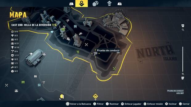 LEGO Batman: El Legado del Caballero Oscuro - Localizaci�n en el mapa del entrenamiento con RA 03 en East End - Milla de la diversi�n