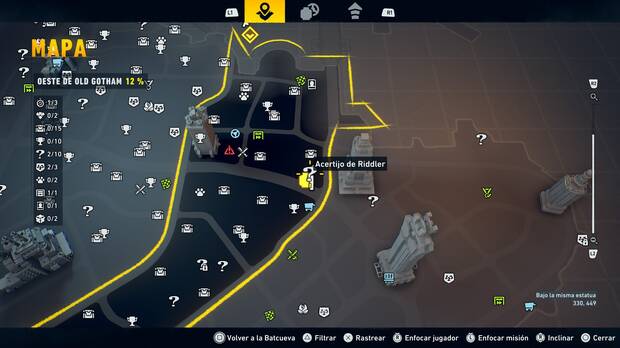 LEGO Batman: El Legado del Caballero Oscuro - Localizaci�n en el mapa del acertijo de Riddler 03 en Oeste de Old Gotham