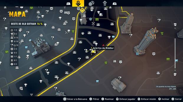 LEGO Batman: El Legado del Caballero Oscuro - Localizaci�n en el mapa del acertijo de Riddler 04 en Oeste de Old Gotham