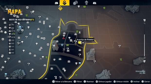 LEGO Batman: El Legado del Caballero Oscuro - Localizaci�n en el mapa del acertijo de Riddler 01 en Oeste de Old Gotham