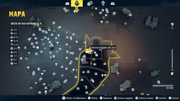 LEGO Batman: El Legado del Caballero Oscuro - Localizaci�n en el mapa del animal fugado del zoo 01 en Oeste de Old Gotham