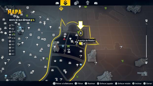 LEGO Batman: El Legado del Caballero Oscuro - Localizaci�n en el mapa del cartel de Se busca 01 en Oeste de Old Gotham