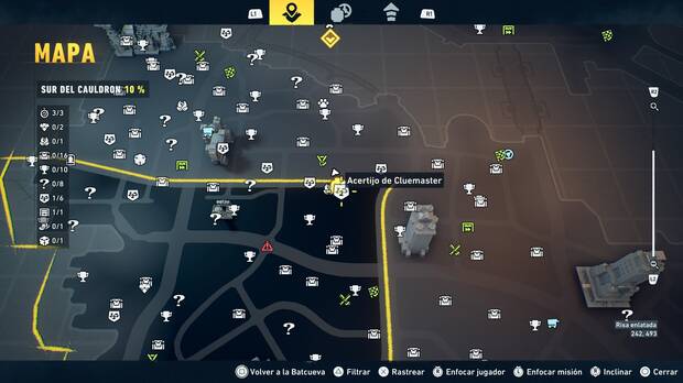 LEGO Batman: El Legado del Caballero Oscuro - Localizaci�n en el mapa del acertijo de Cluemaster 02 en Sur del Cauldron