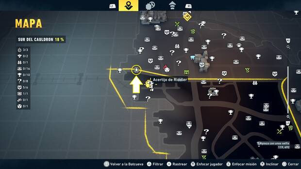 LEGO Batman: El Legado del Caballero Oscuro - Localizaci�n en el mapa del cartel de Se busca 01 en Norte del Cauldron - Ace Chemicals