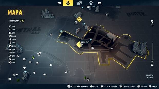 LEGO Batman: El Legado del Caballero Oscuro - Localización en el mapa de la fortuna de Falcone 01 en Newtown