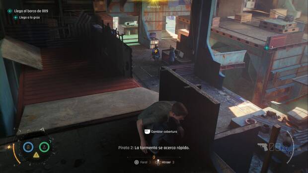 007 First Light - El pasado nunca muere; soldados en la zona del barco que James debe atravesar en solitario