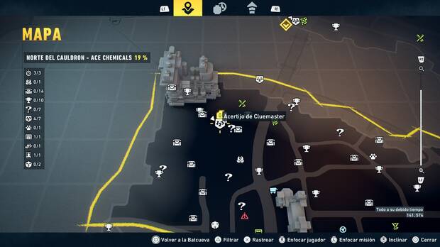 LEGO Batman: El Legado del Caballero Oscuro - Localizaci�n en el mapa del acertijo de Cluemaster 05 en Norte del Cauldron - Ace Chemicals