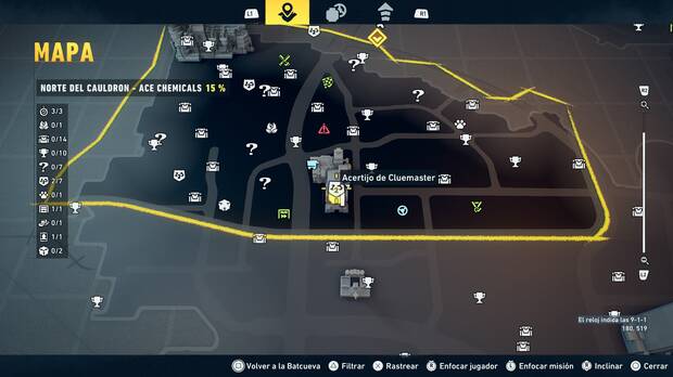 LEGO Batman: El Legado del Caballero Oscuro - Localizaci�n en el mapa del acertijo de Cluemaster 03 en Norte del Cauldron - Ace Chemicals