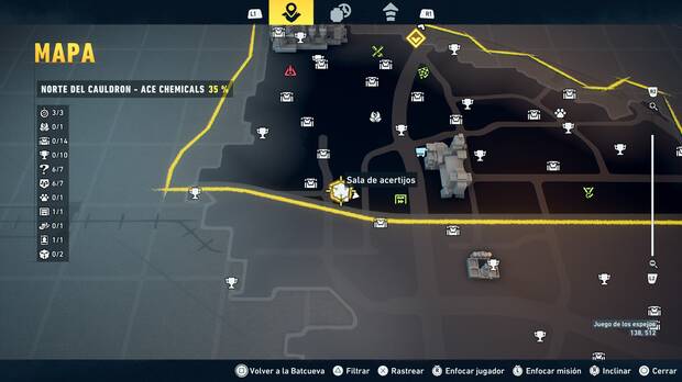 LEGO Batman: El Legado del Caballero Oscuro - Localizaci�n en el mapa de la sala de acertijo 01 en Norte del Cauldron - Ace Chemicals