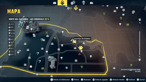 LEGO Batman: El Legado del Caballero Oscuro - Localizaci�n en el mapa del acertijo de Riddler 02 en Norte del Cauldron - Ace Chemicals