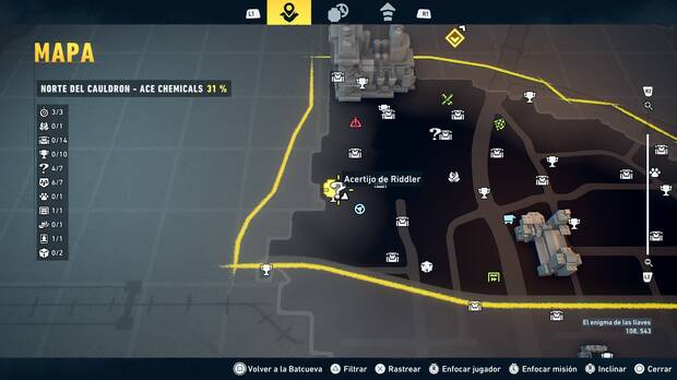 LEGO Batman: El Legado del Caballero Oscuro - Localizaci�n en el mapa del acertijo de Riddler 05 en Norte del Cauldron - Ace Chemicals