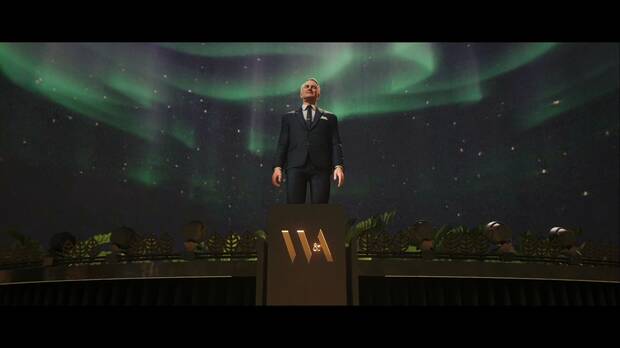 007 First Light - Sin invitación; Nicholas Webb da un discurso durante el evento de Webb Industries