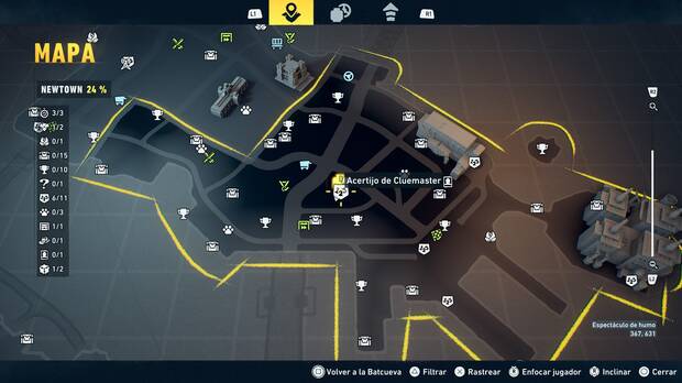LEGO Batman: El Legado del Caballero Oscuro - Localización en el mapa del acertijo de Cluemaster 07 en Newtown