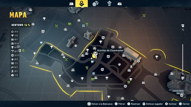 LEGO Batman: El Legado del Caballero Oscuro - Localización en el mapa del acertijo de Cluemaster 03 en Newtown