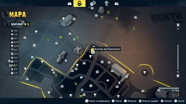 LEGO Batman: El Legado del Caballero Oscuro - Localización en el mapa del acertijo de Cluemaster 04 en Newtown