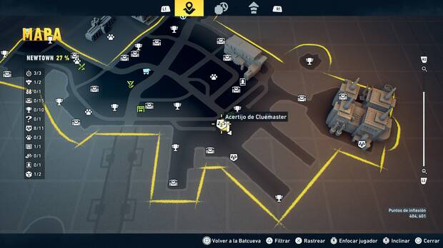LEGO Batman: El Legado del Caballero Oscuro - Localización en el mapa del acertijo de Cluemaster 09 en Newtown