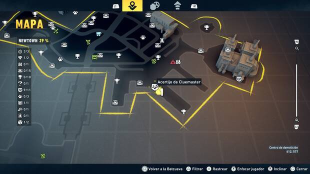 LEGO Batman: El Legado del Caballero Oscuro - Localización en el mapa del acertijo de Cluemaster 10 en Newtown