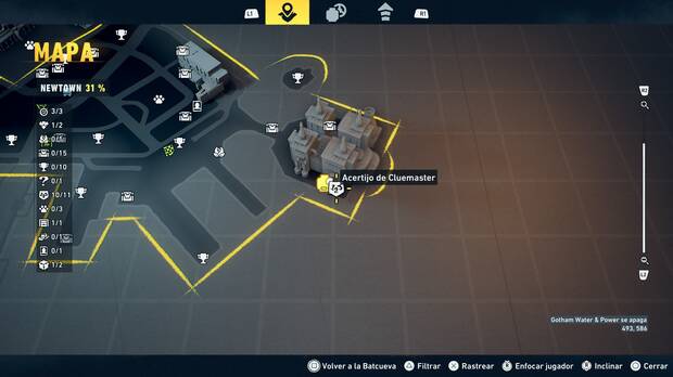 LEGO Batman: El Legado del Caballero Oscuro - Localización en el mapa del acertijo de Cluemaster 11 en Newtown