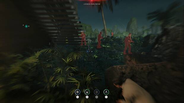 007 First Light - Sin tiempo para morir; James acecha a los guardias al pie de la escalera