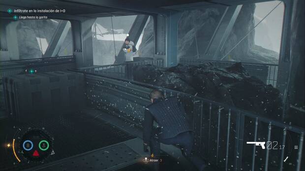 007 First Light - La ola del futuro; guardia en el cruce a la derecha del punto donde James neutraliza a los dos primeros guardias