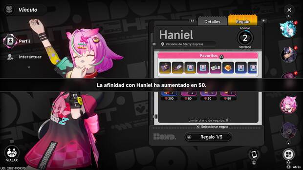 Neverness to Everness - Menú de regalos favoritos de personajes y aumentar afinidad entregándolos