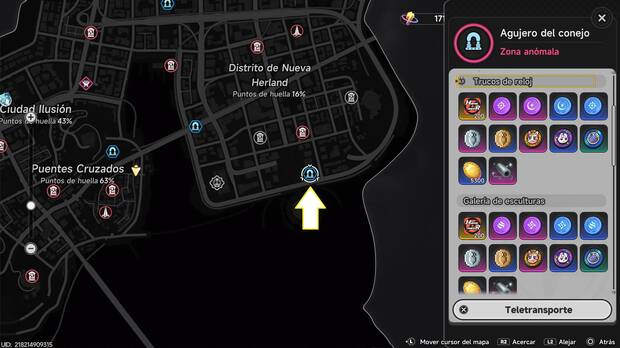 Neverness to Everness - Ubicaci�n de la zona an�mala Agujero del conejo para conseguir zanahorias del sistema Rebobinar