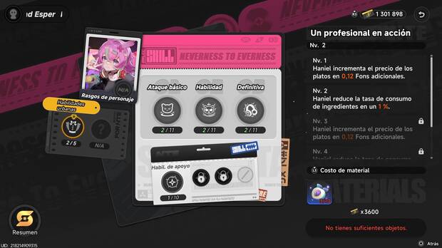 Neverness to Everness - C�mo mejorar las habilidades urbanas de los personajes
